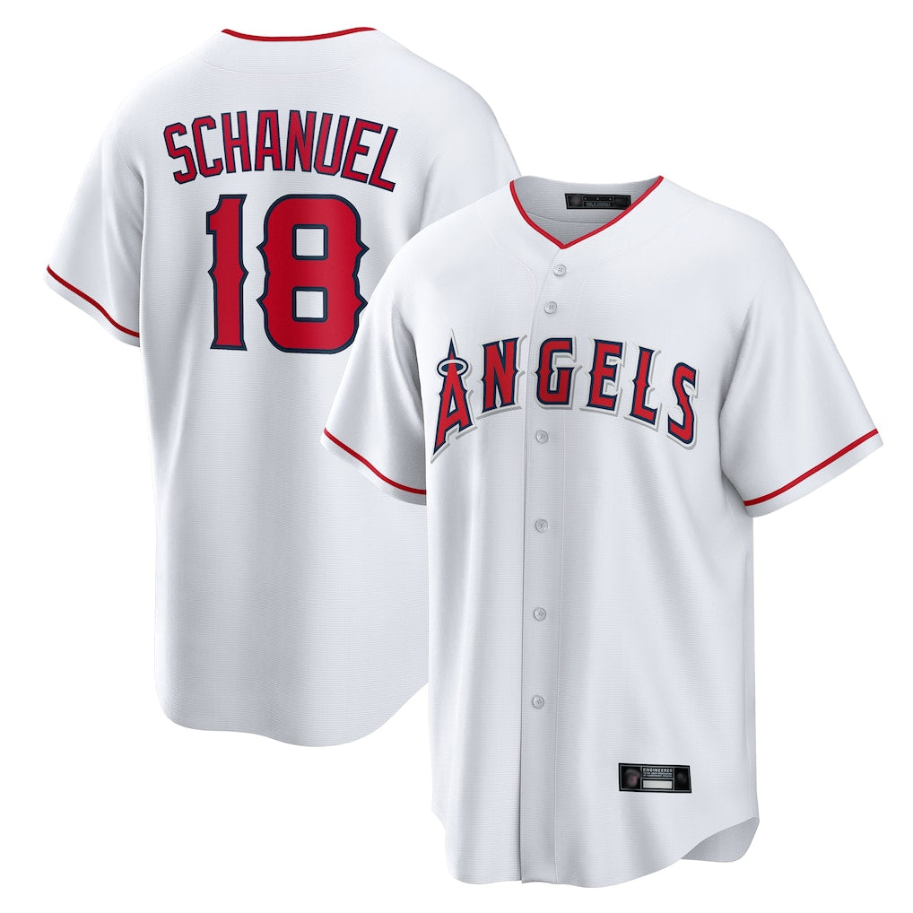 LA.Angels #18 Nolan Schanuel Player White Home Game Ddoa Stitched Jerseys