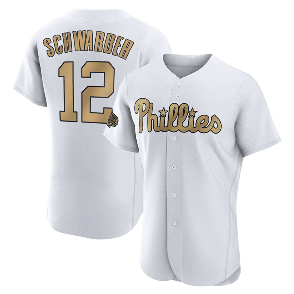 P.Phillies #12 Kyle Schwarber Player Gold All-Star Home Limited Elite Ddoa Stitched Jerseys
