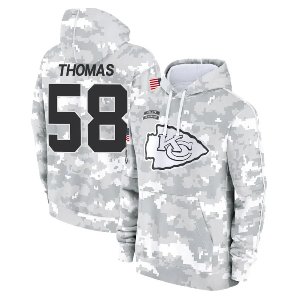 KC.Chiefs #58 Derrick Thomas Player Arctic Camo Salute to Service Hoodies Ddoa Stitched Jerseys