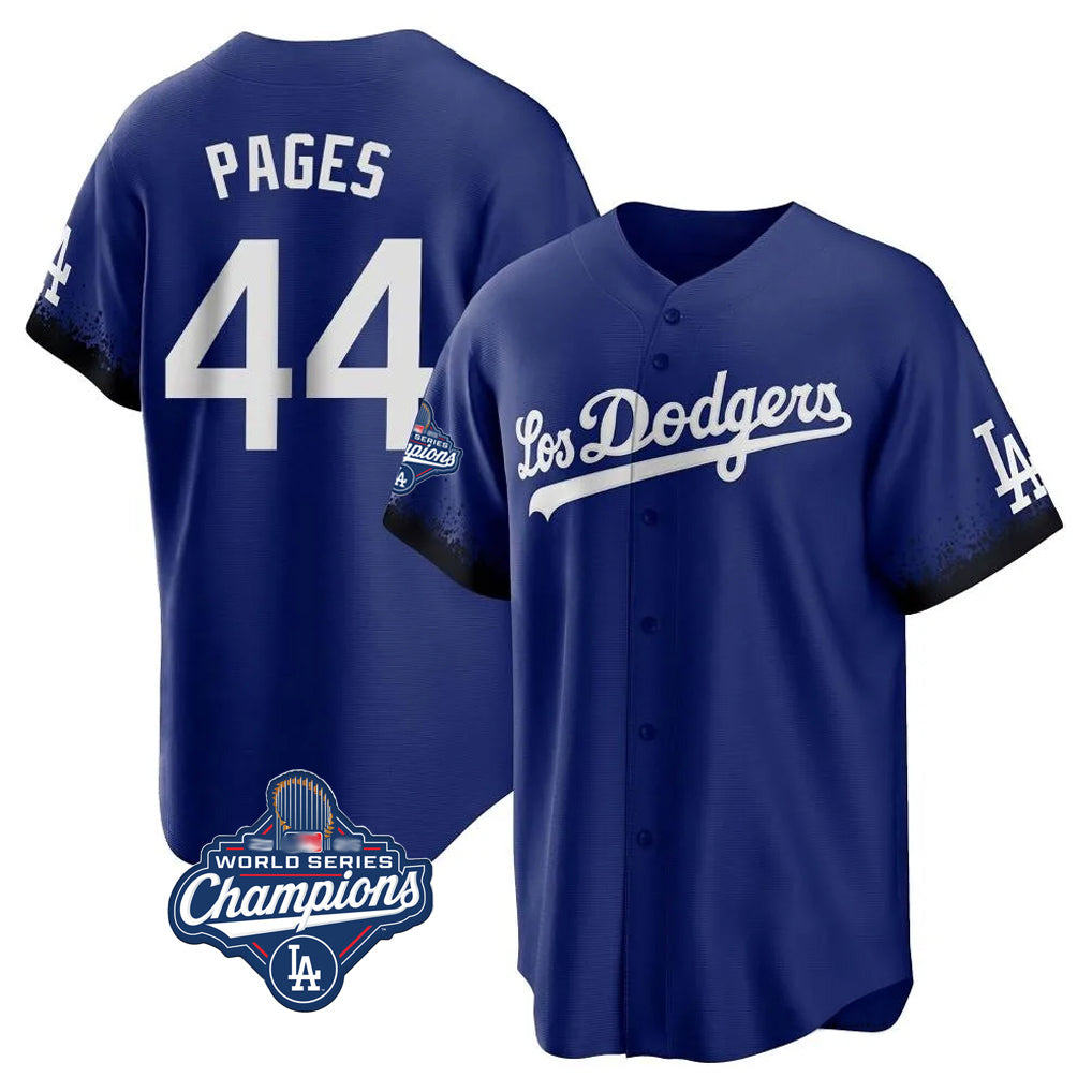 LA.Dodgers #44 Andy Pages Player Royal World Series Meet City Connect Home Game Ddoa Stitched Jerseys