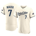 M.Twins #7 Joe Mauer Player Cream Home Limited Elite Ddoa Stitched Jerseys