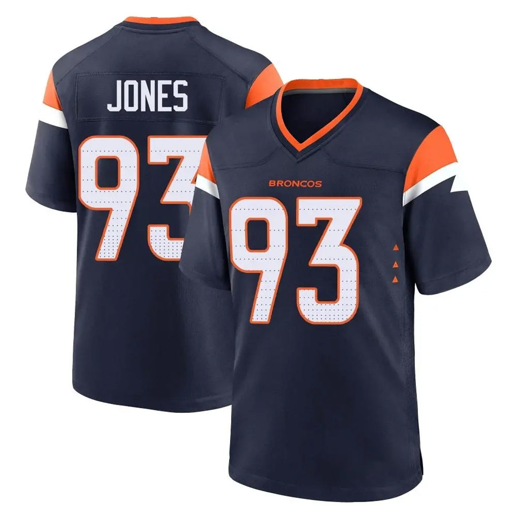 D.Broncos #93 D.J. Jones Player Navy Home Game Ddoa Stitched Jerseys
