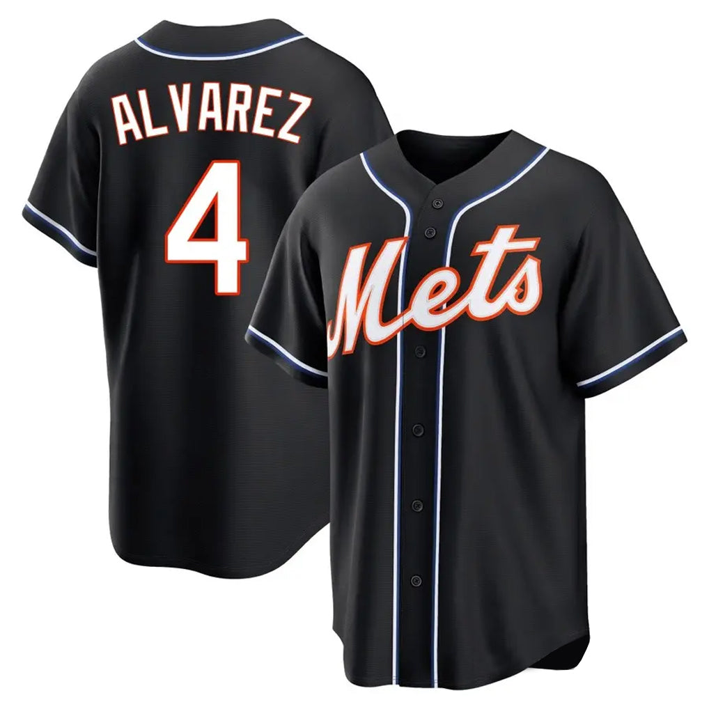 NY.Mets #4 Francisco Alvarez Player Black Fashion Out Game Ddoa Stitched Jerseys