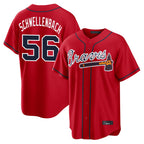 A.Braves #56 Spencer Schwellenbach Player Red Home Game Ddoa Stitched Jerseys