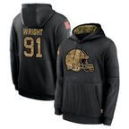 C.Browns #91 Alex Wright Player Black Salute to Service Pullover Hoodies Limited Ddoa Stitched Jerseys