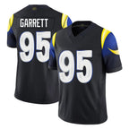 LA.Rams #95 Myles Garrett Player Black Midnight Rivalries Collection Limited Home Game Ddoa Stitched Jerseys