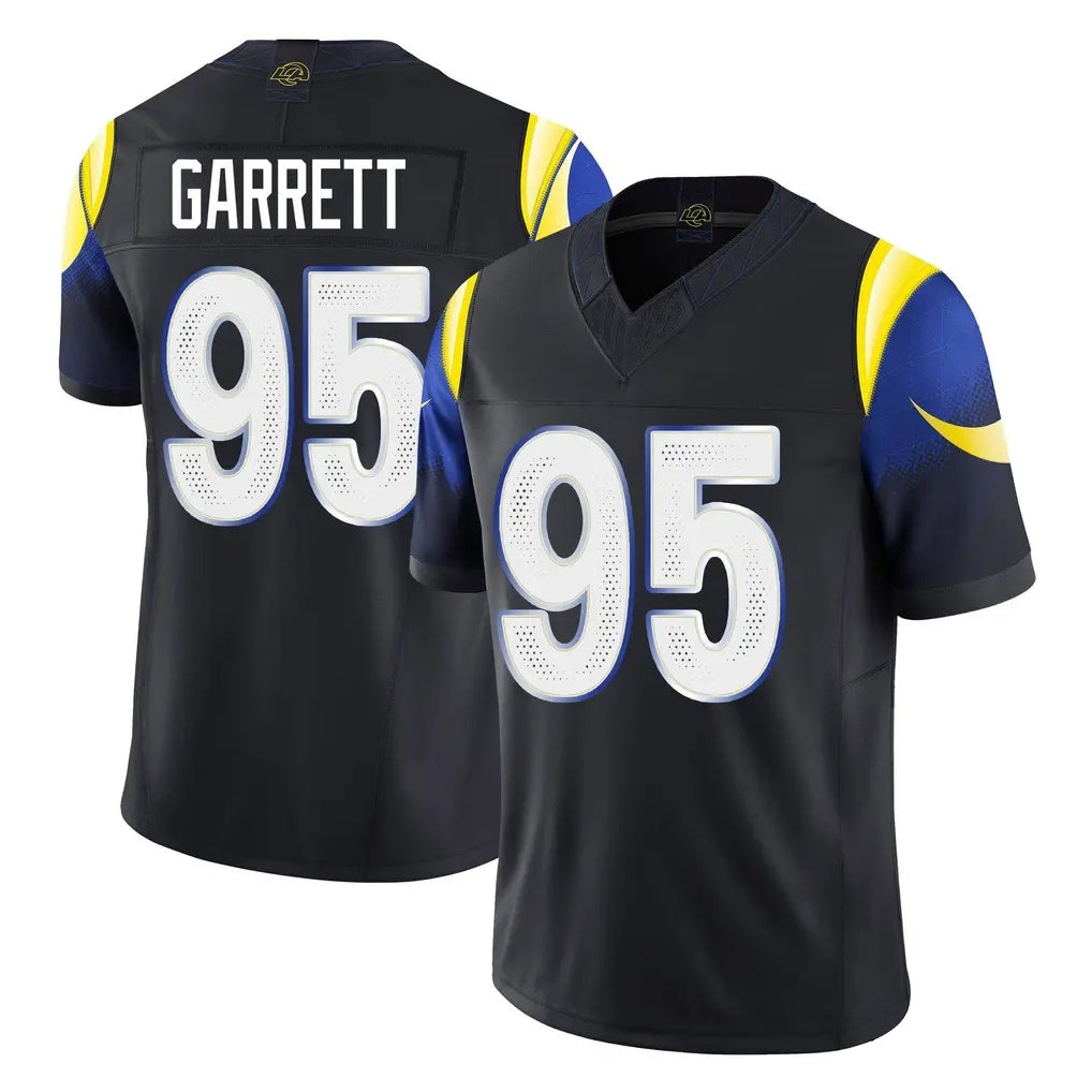 LA.Rams #95 Myles Garrett Player Black Midnight Rivalries Collection Limited Home Game Ddoa Stitched Jerseys