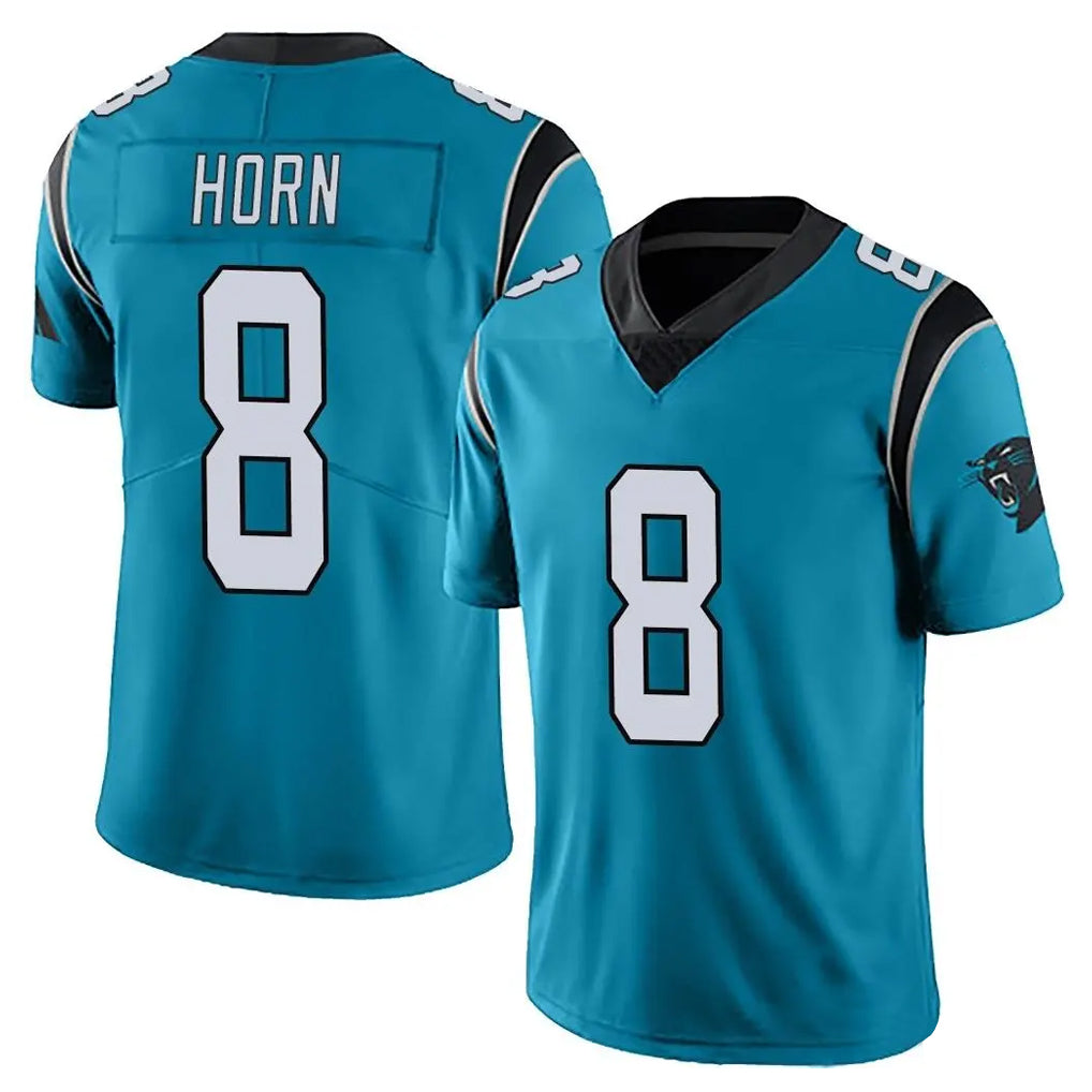 C.Panthers #8 Jaycee Horn Player Blue Vapor Untouchable Limited Game Ddoa Stitched Jerseys