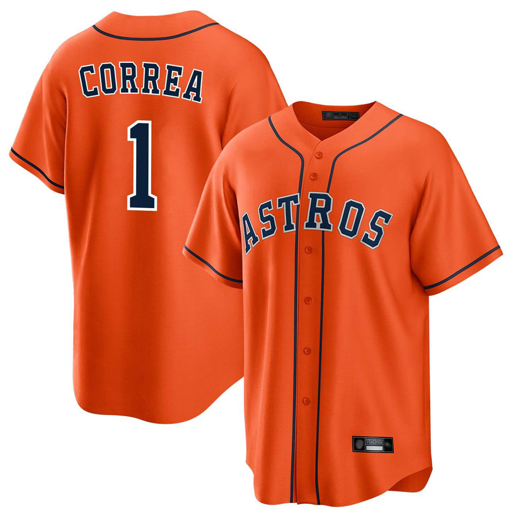 H.Astros #1 Carlos Correa Player Orange Home Game Ddoa Stitched Jerseys