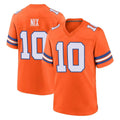 D.Broncos #10 Bo Nix Player Orange Alternate Collection Throwback Game Ddoa Stitched Jerseys