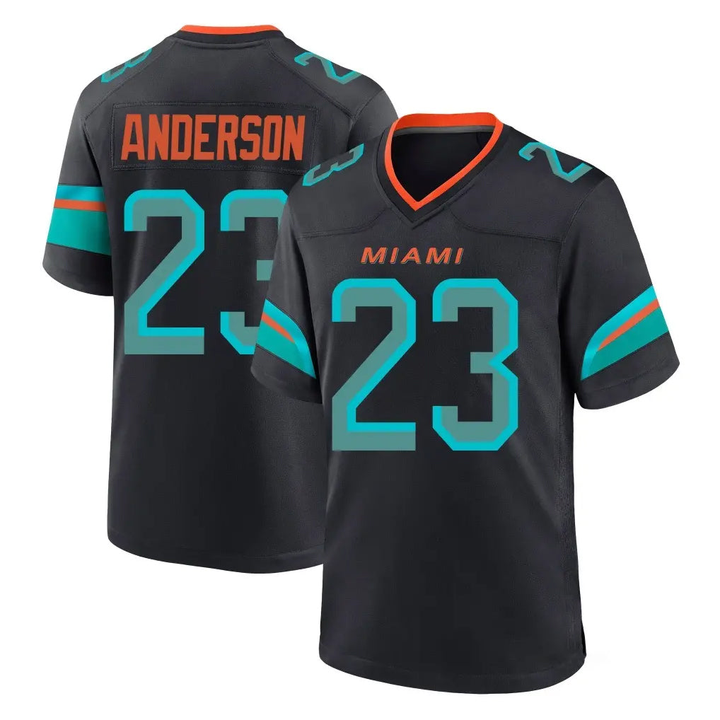 M.Dolphins #23 Zayne Anderson Player Black Pitch Rivalries Collection Home Game Ddoa Stitched Jerseys