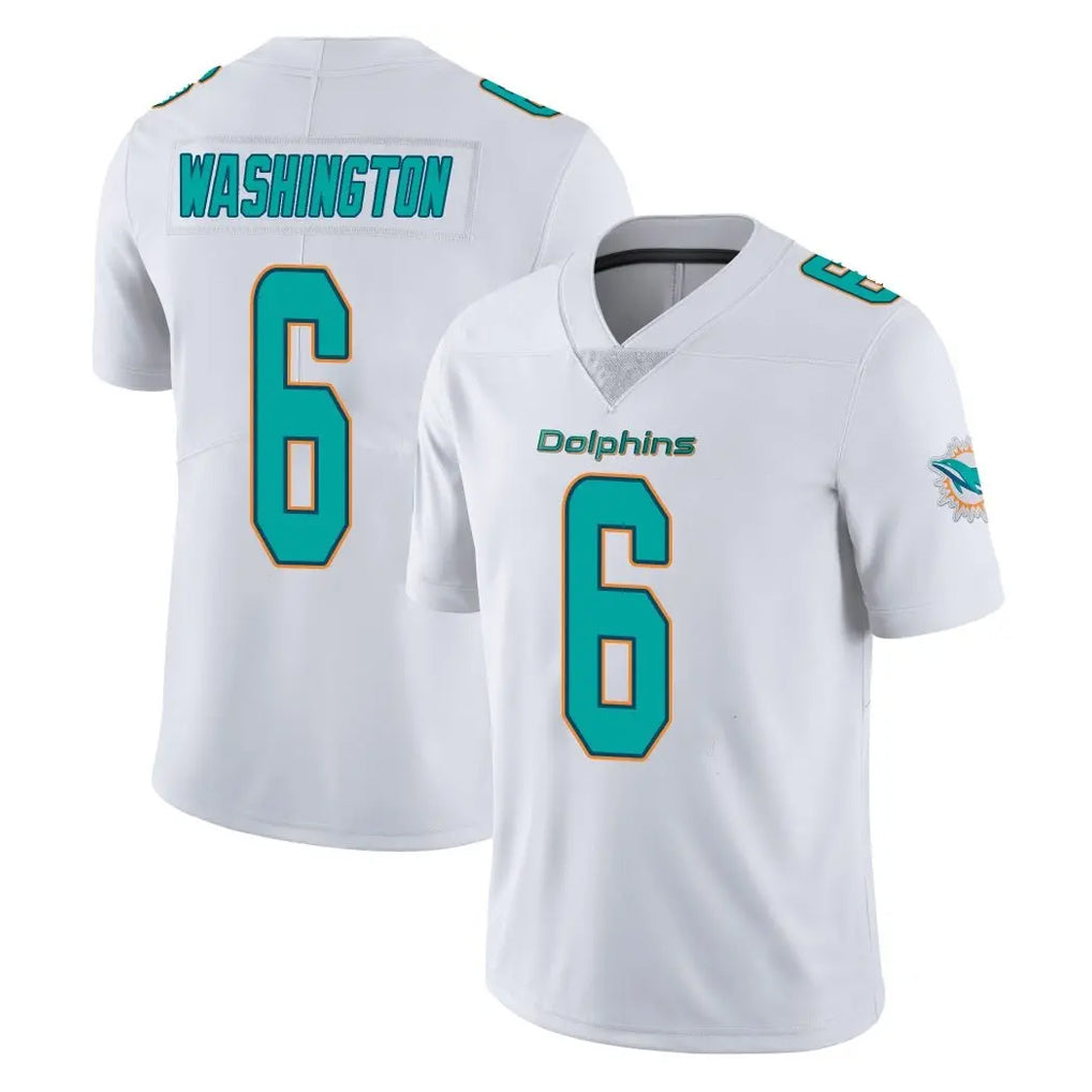 M.Dolphins #6 Malik Washington Player White Limited Vapor Untouchable Home Game Ddoa Stitched Jerseys
