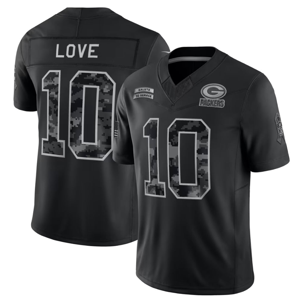 Ddoa GB.Packers #10 Jordan Love Player Black Limited 2026 Salute to Service Home Game Stitched Jerseys