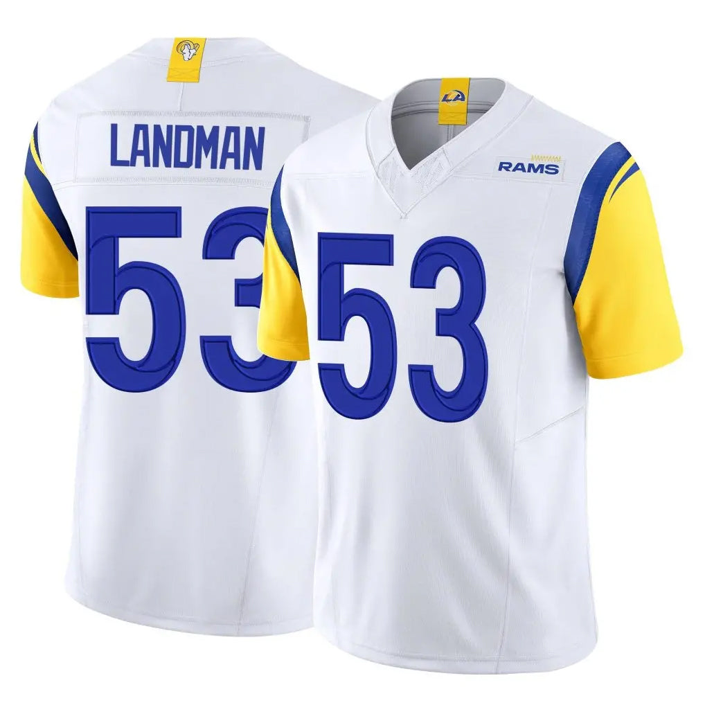 LA.Rams #53 Nate Landman Player White Limited Vapor F.U.S.E. Home Game Ddoa Stitched Jerseys