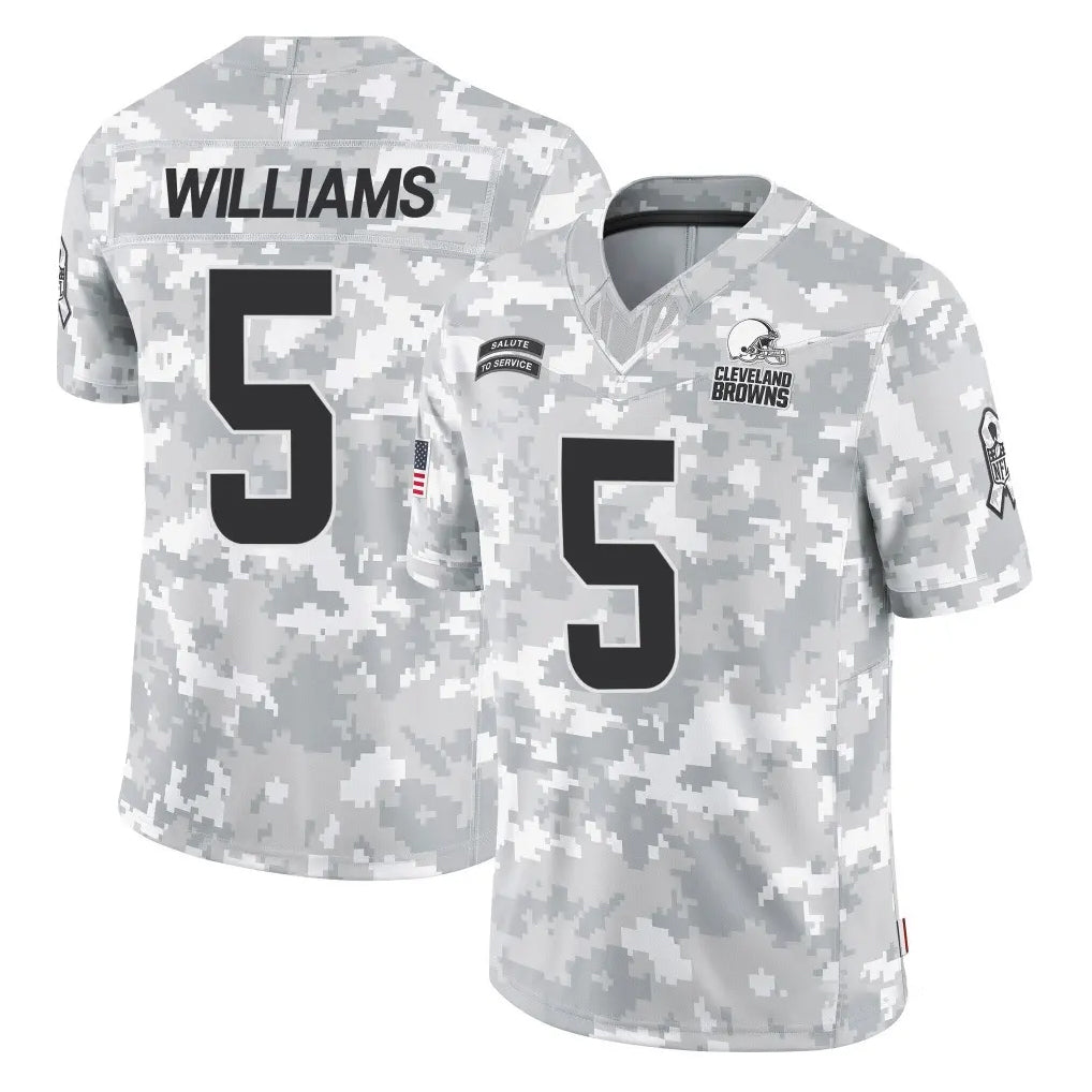 C.Browns #5 Quincy Williams Player Arctic Camo Salute to Service Limited Home Game Ddoa Stitched Jerseys