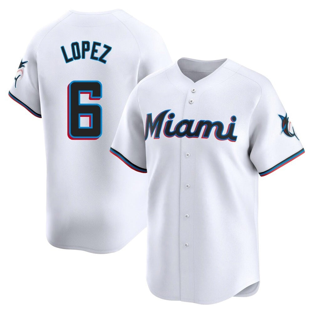 M.Marlins #6 Otto Lopez Player White  Home Limited Ddoa Stitched Jerseys
