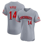 C.Reds #14 Pete Rose Player Gray Limited Elite Home Ddoa Stitched Jerseys