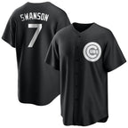 C.Cubs #7 Dansby Swanson Player Black Game Ddoa Stitched Jerseys