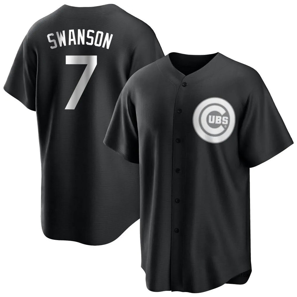 C.Cubs #7 Dansby Swanson Player Black Game Ddoa Stitched Jerseys