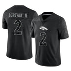 D.Broncos #2 Pat Surtain II Player Black Reflective Limited Ddoa Stitched Jerseys