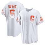 SF.Giants #6 Daniel Susac Player White City Connect Home Game Ddoa Stitched Jerseys