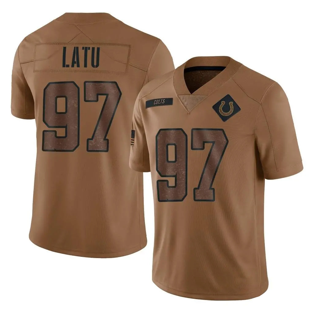 IN.Colts #97 Laiatu Latu Player Brown Salute To Service Limited Ddoa Stitched Jerseys