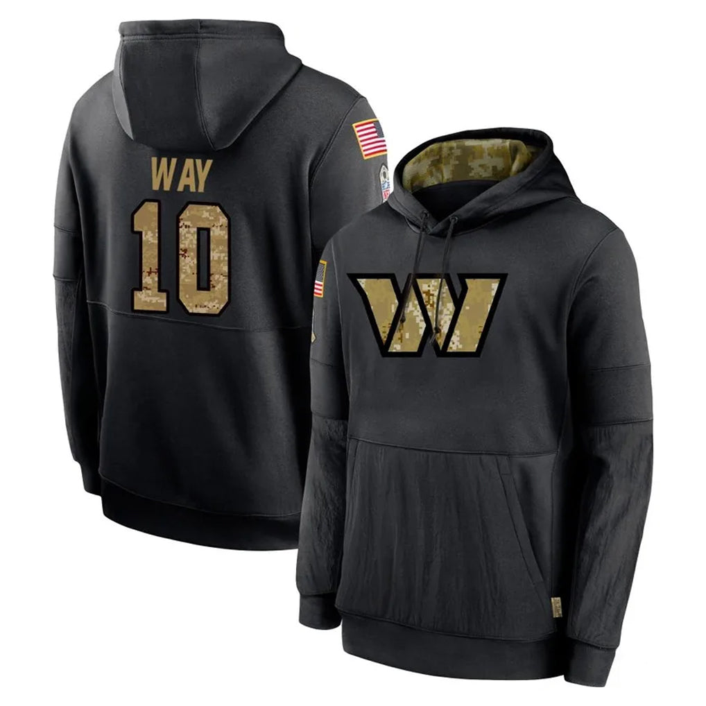 W.Commanders #10 Tress Way Player Black Salute to Service Performance Pullover Hoodies Home Game Ddoa Stitched Jerseys