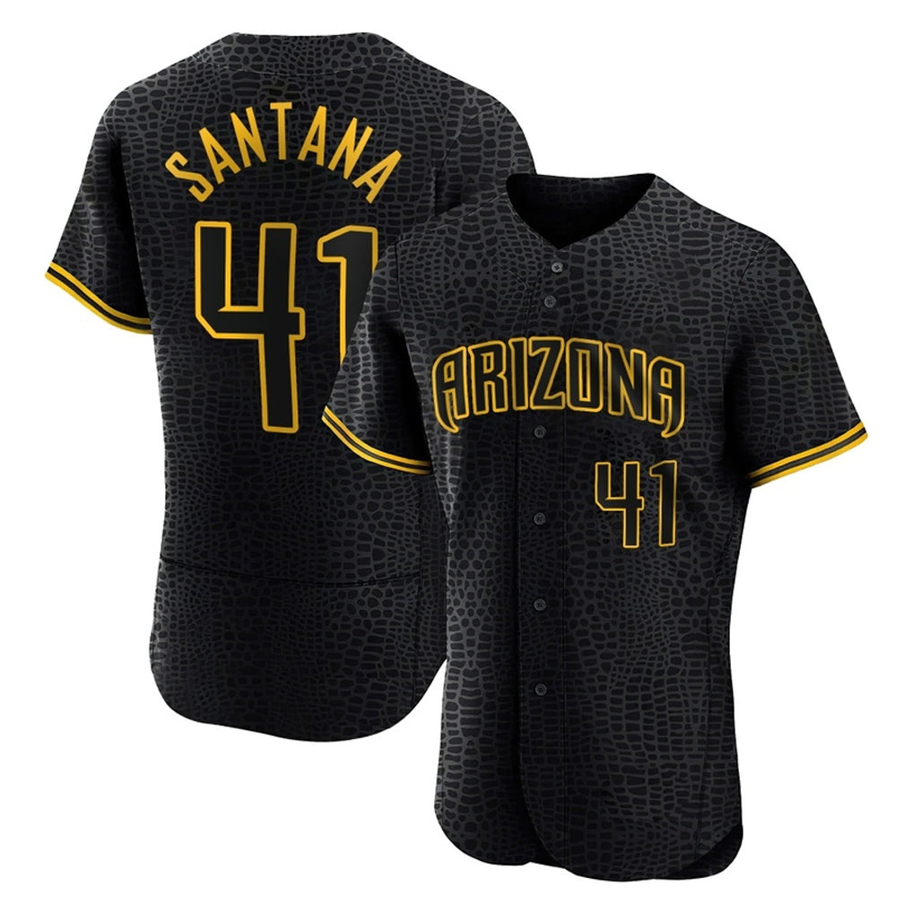 A.Diamondbacks #41 Carlos Santana Player Black Snake Skin City Limited Elite Home Game Ddoa Stitched Jerseys