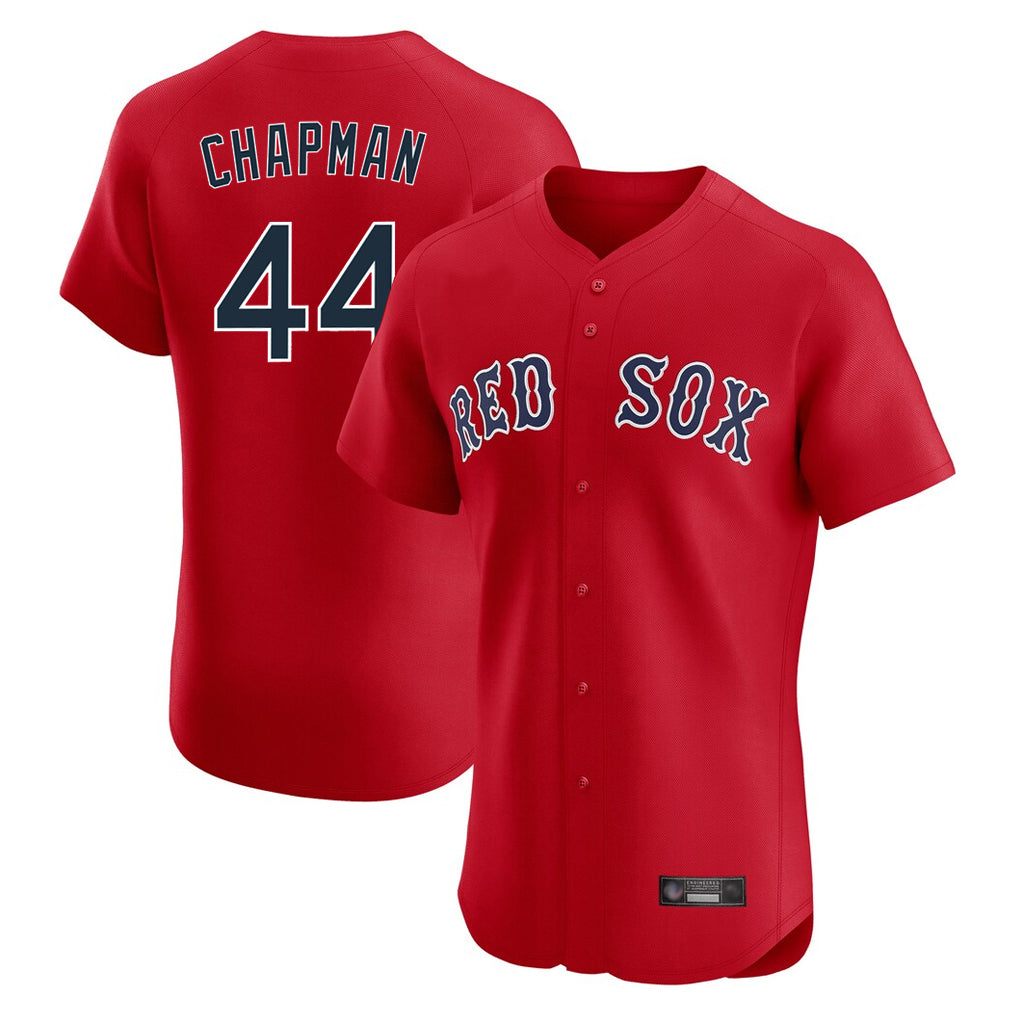 B.Red Sox #44 Aroldis Chapman Player Red Limited Elite Home Game Ddoa Stitched Jerseys