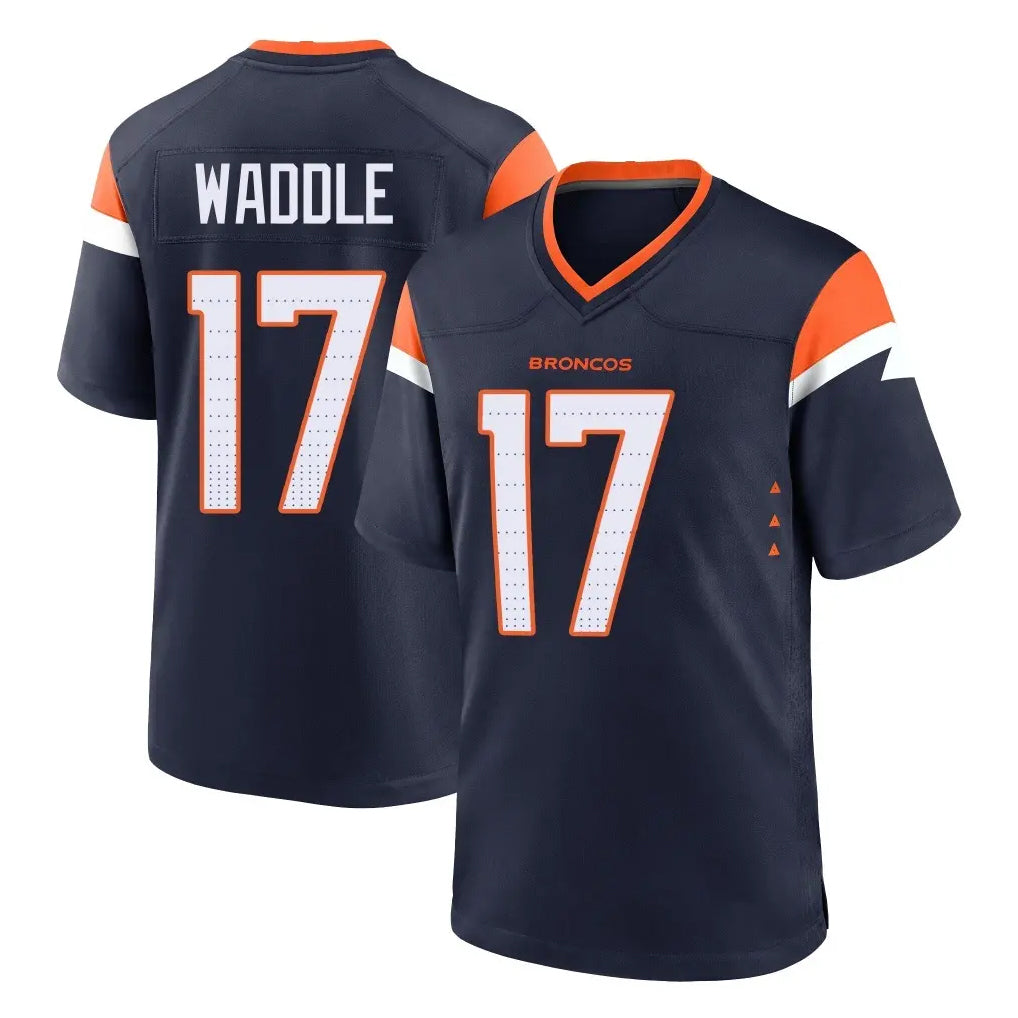 D.Broncos #17 Jaylen Waddle Player Navy Home Game Ddoa Stitched Jerseys