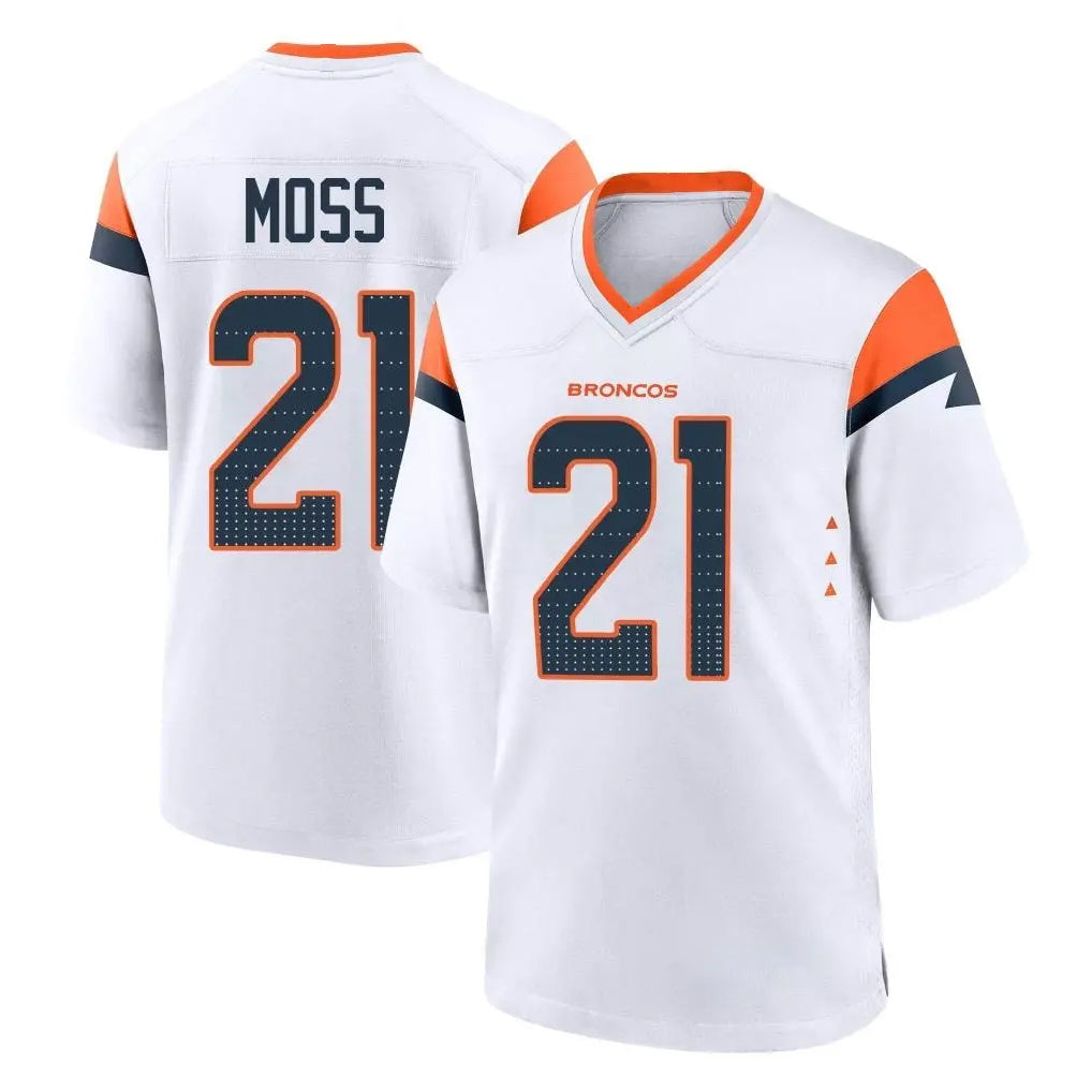 D.Broncos #21 Riley Moss Player White Home Game Ddoa Stitched Jerseys