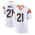 D.Broncos #21 Riley Moss Player White Home Game Ddoa Stitched Jerseys