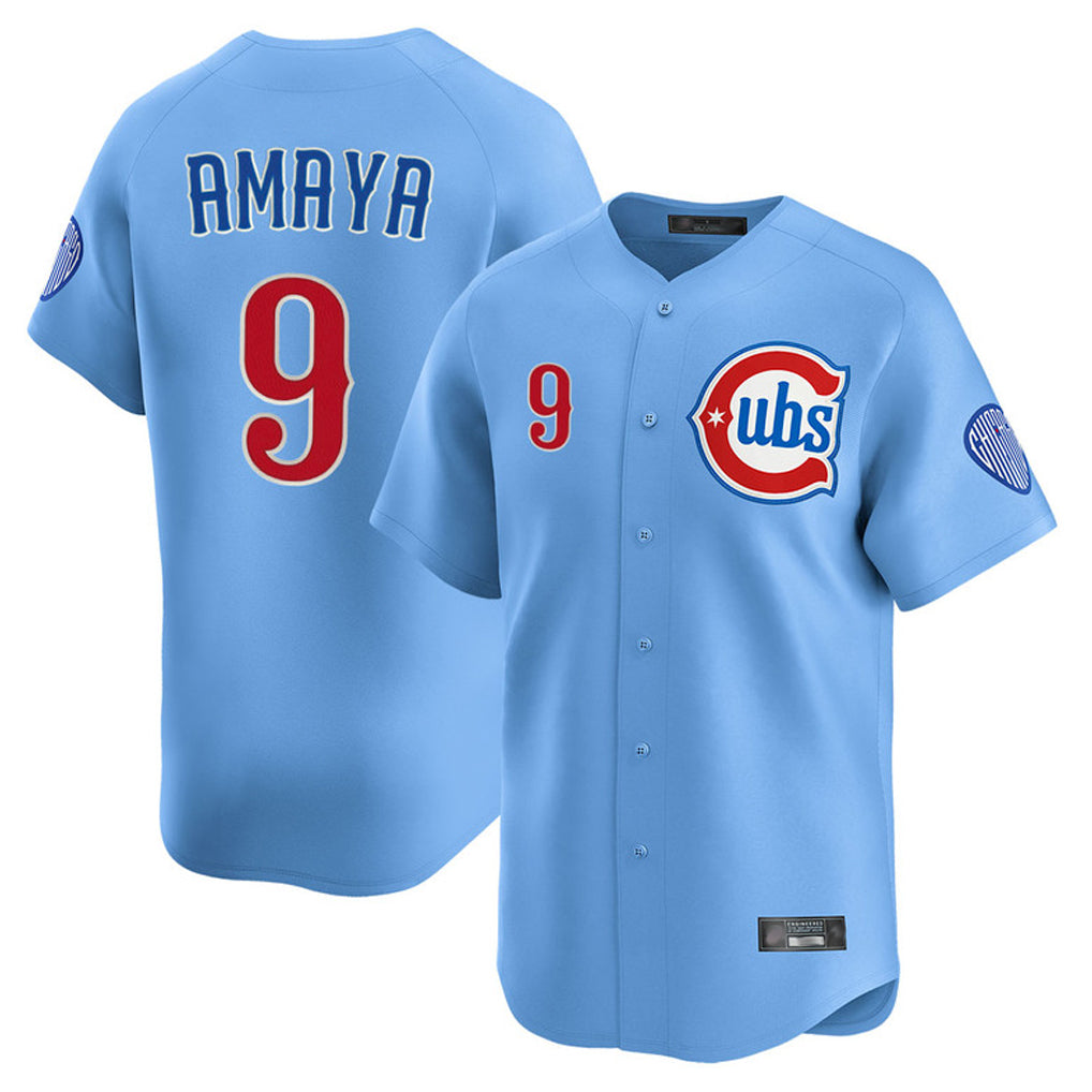 C.Cubs #9 Miguel Amaya Player Light Blue Limited Home Ddoa Stitched Jerseys