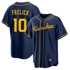 M.Brewers #10 Sal Frelick Player Navy Home Game Ddoa Stitched Jerseys
