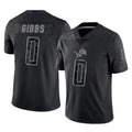D.Lions #0 Jahmyr Gibbs Player Black Reflective Limited Home Game Ddoa Stitched Jerseys
