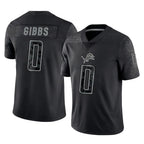 D.Lions #0 Jahmyr Gibbs Player Black Reflective Limited Home Game Ddoa Stitched Jerseys