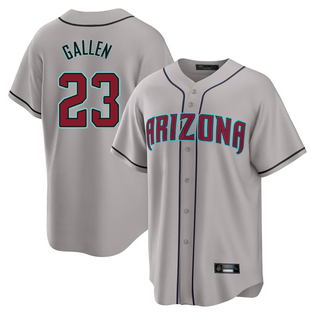 A.Diamondbacks #23 Zac Gallen Player Gray Road Home Game Ddoa Stitched Jerseys