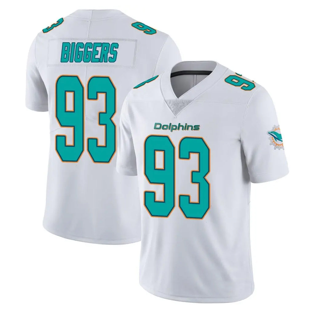 M.Dolphins #93 Zeek Biggers Player White Limited Vapor Untouchable Home Game Ddoa Stitched Jerseys