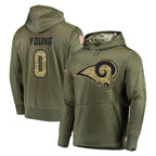 LA.Rams #0 Byron Young Player Olive Salute to Service Pullover Hoodies Home Game Ddoa Stitched Jerseys