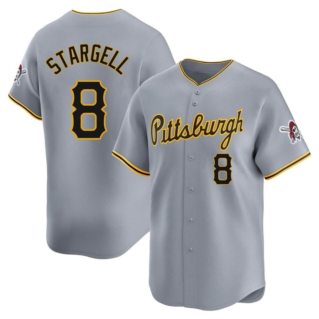 P.Pirates #8 Willie Stargell Player Gray Road Home Limited Ddoa Stitched Jerseys