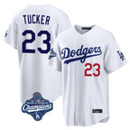 LA.Dodgers #23 Kyle Tucker Player White World Series Meet Home Game Ddoa Stitched Jerseys