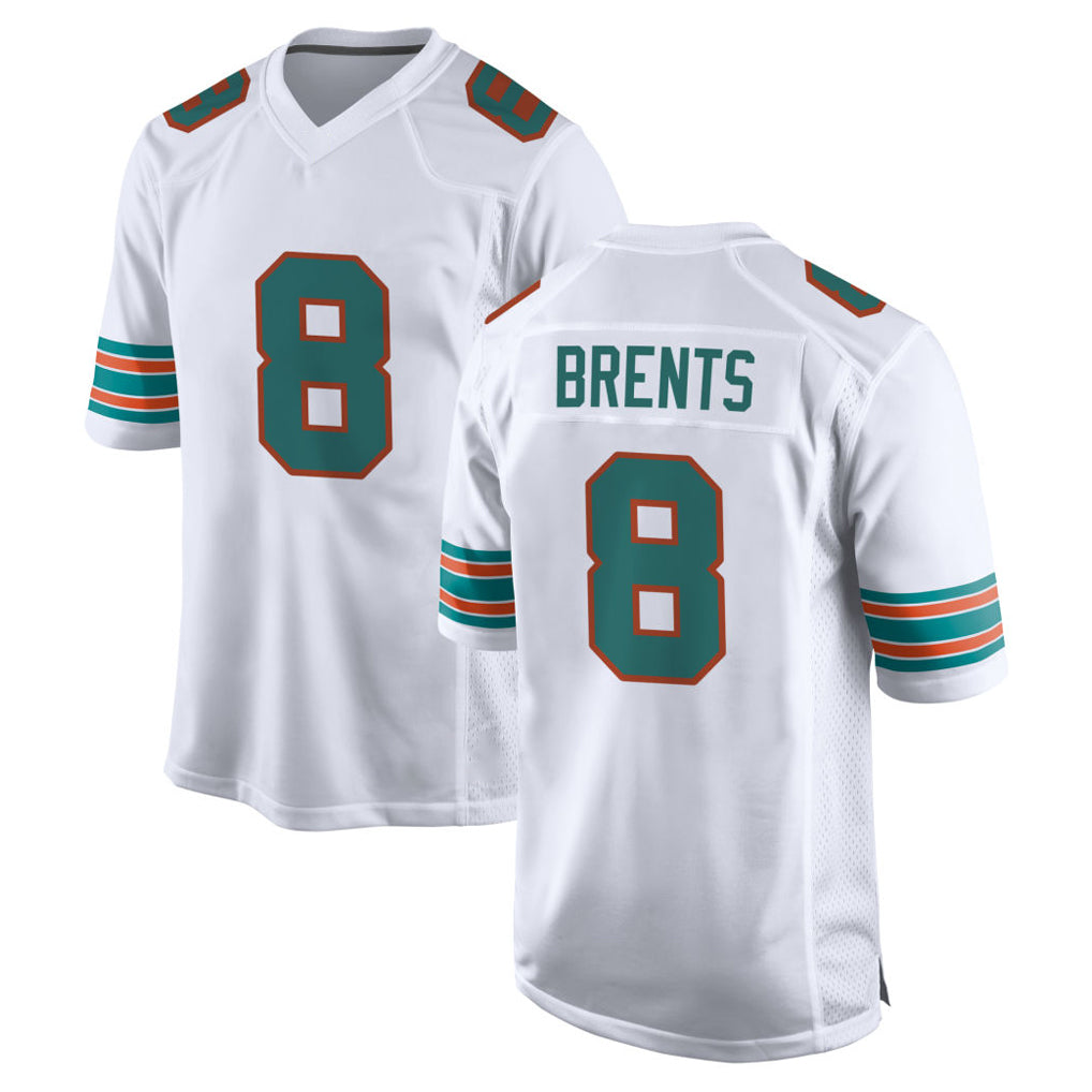 M.Dolphins #8 JuJu Brents Player White Limited Home Game Ddoa Stitched Jerseys