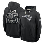 NE.Patriots #25 Marcus Jones Player 2026 Black Logo Pullover Hoodies Limited Game Ddoa Stitched Jerseys