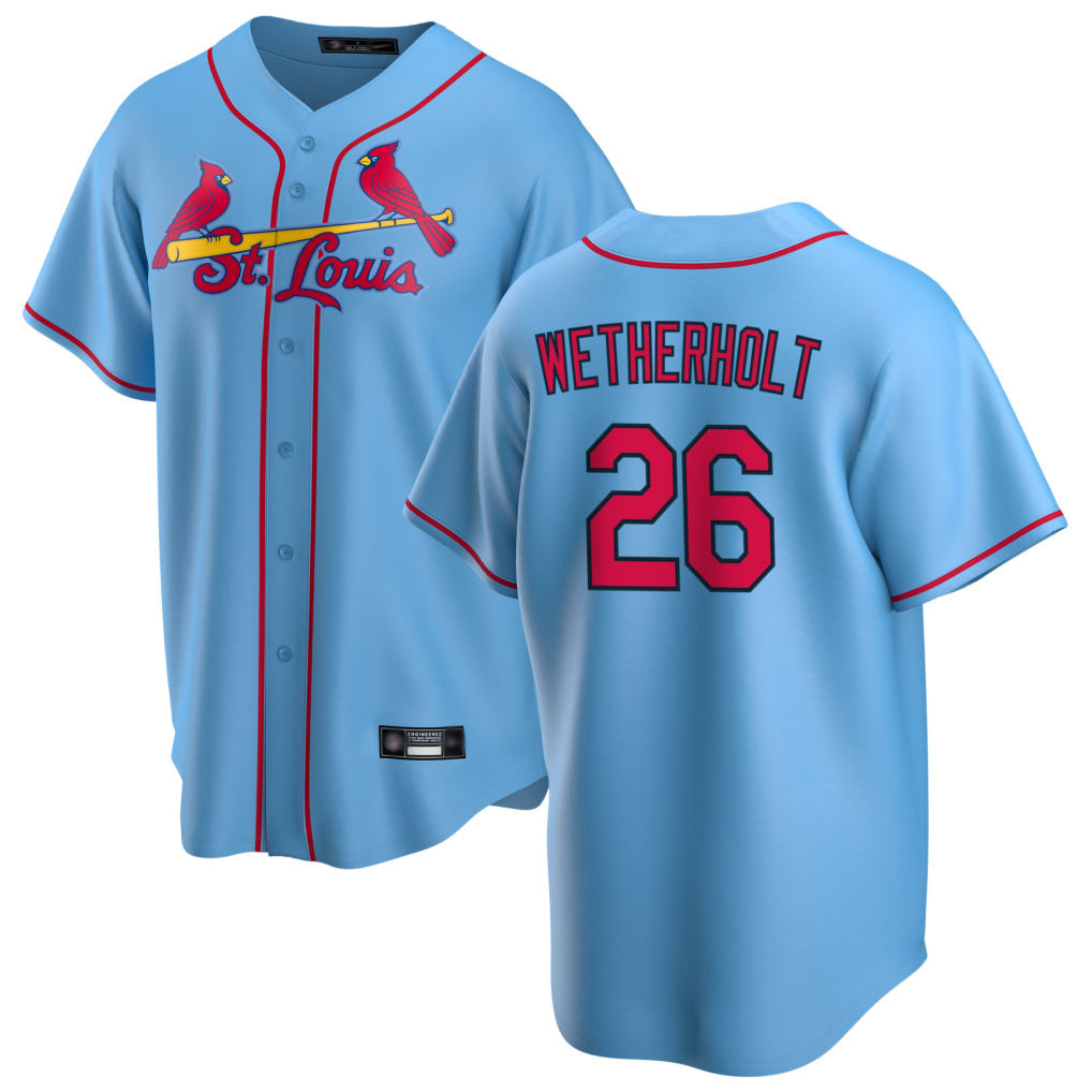 St. Louis Cardinals #26 JJ Wetherholt Player Light Blue Home Game Ddoa Stitched Jerseys