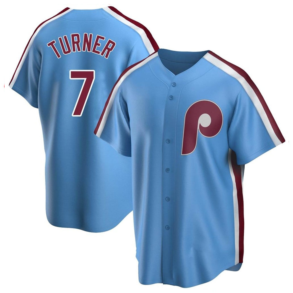 P.Phillies #7 Trea Turner Player Light Blue Home Game Ddoa Stitched Jerseys