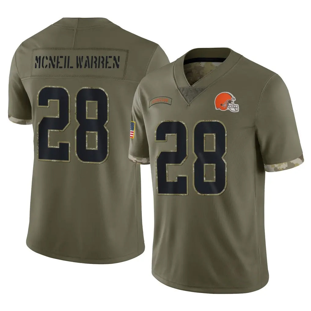 C.Browns #28 Emmanuel McNeil-Warren Player Olive Salute to Service Limited Game Ddoa Stitched Jerseys