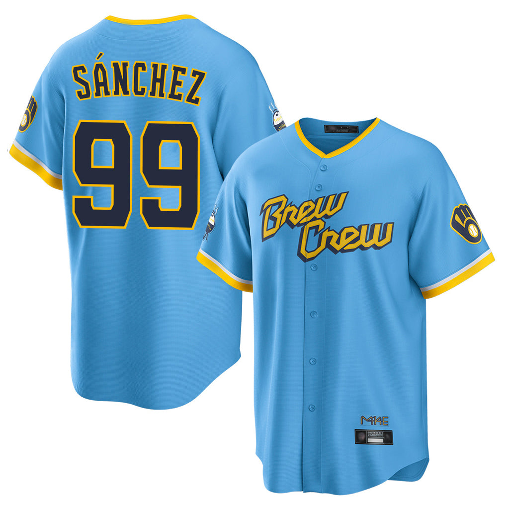 M.Brewers #99 Gary Sanchez Player Light Blue City Connect Home Game Ddoa Stitched Jerseys