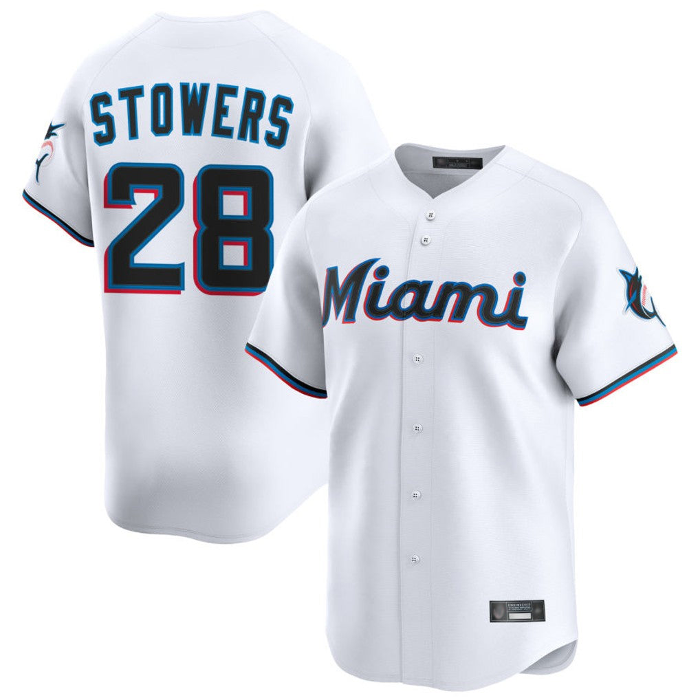 M.Marlins #28 Kyle Stowers Player White  Home Limited Ddoa Stitched Jerseys