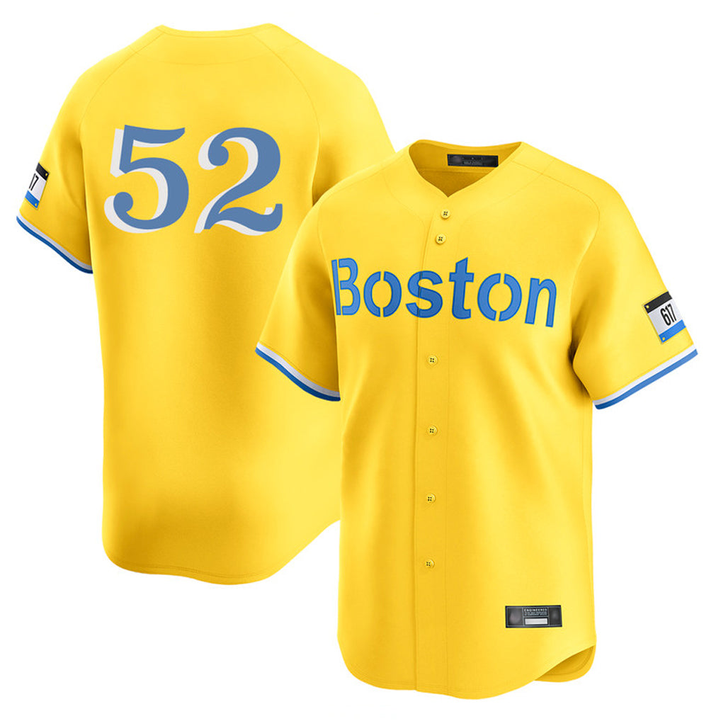B.Red Sox #52 Wilyer Abreu Player Yellow Limited Home Game Ddoa Stitched Jerseys