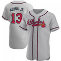 A.Braves #13 Ronald Acuna Jr. Player Gray Road Elite Stitches Ddoa Stitched Jerseys